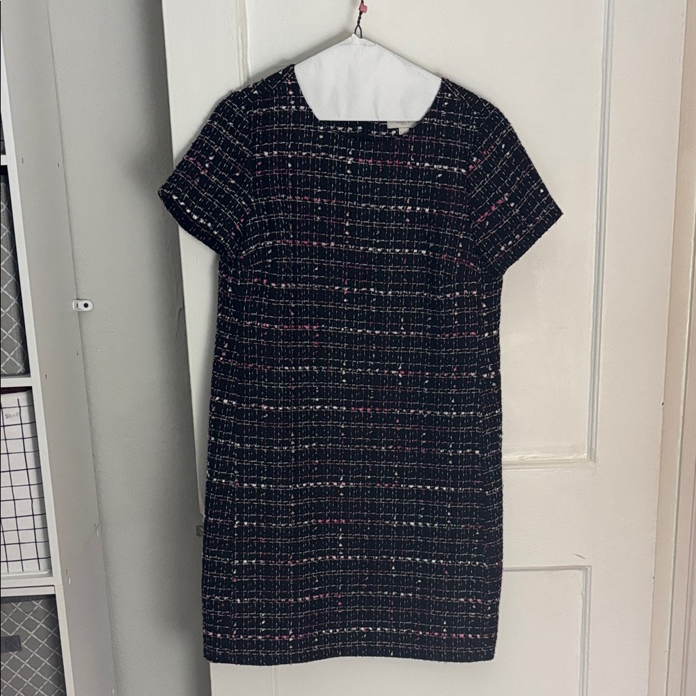 LOFT Black and Pink Tweed Mini Dress